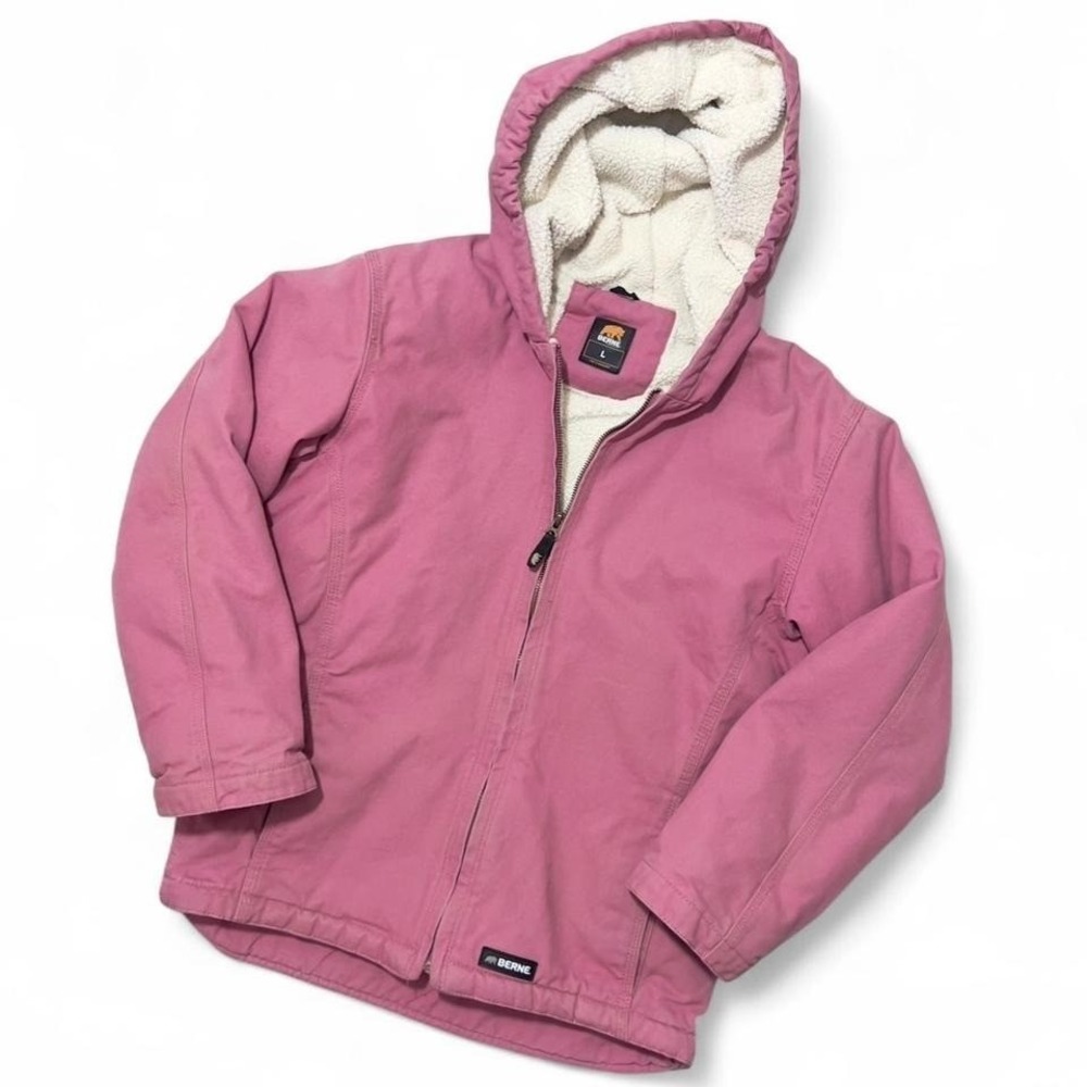 Berne Pink Barn Chore Jacket Womens Coat Size S Sherpa Lined Cotton Canvas - Picture 2 of 7